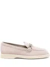 Hogan Suede Moc Toe Loafers With Rubber Sole In Beige