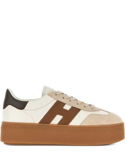 Hogan Beige Sneakers With Chunky Platform Sole In Brown