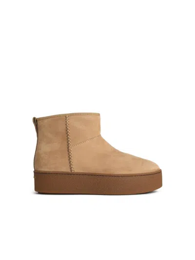 Hogan Beige Suede Ankle Boots In Sand