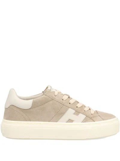 Hogan Grey Crosswind Calfskin Suede Sneakers In Neutral