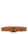 Hogan Hammered Leather Belt With Maxi Buckle In Brown