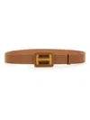 Hogan Hammered Leather Belt With Maxi Buckle In Brown
