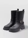 Hogan Biker Boots With Lug Rubber Sole In Black