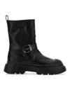 Hogan Black Black H619 Leather Biker Boots In Multi