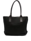Hogan Script Shopping Leather-trimmed Tote Bag In Black