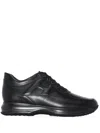Hogan Interactive Black Leather Sneakers In Black