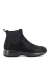 Hogan Interactive Suede Ankle Boots In Black