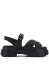 Hogan Woman Sandals Black Size 5.5 Calfskin In Black