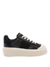 Hogan Leather And Suede Sneakers With Contrasting Sole In Black