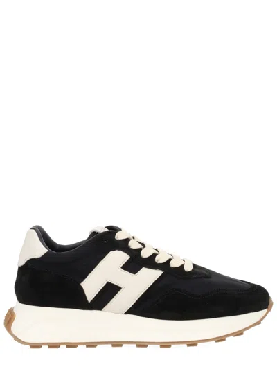 Hogan Black H641 Contrasting White Accents Sneakers