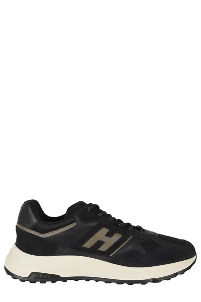 Hogan Black Hyperlight Smooth Leather Suede Rubber Sole Sneakers