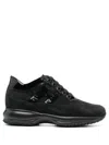 Hogan Black Suede And Patent Leather Interactive Sneakers In Black