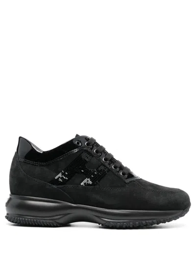 HOGAN BLACK INTERACTIVE LACE UP SNEAKERS