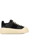 Hogan Leather And Suede Sneakers With Contrasting Sole In Black