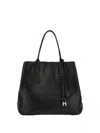 Hogan Medium Script Leather Tote Bag In Black
