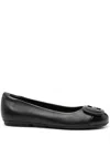 Hogan Leather Ballet Flats With Maxi Plaque In Black
