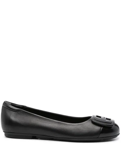 HOGAN BLACK LEATHER BALLET FLATS