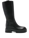 Hogan Knee-high Boots With Chunky Sole And Pull Tab In Black