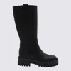 Hogan Black Leather Boots In Black