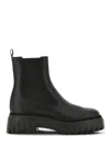 Hogan Black Leather Boots With Elastic Side Panels In Black