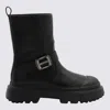 Hogan Black Black H619 Leather Biker Boots In Black
