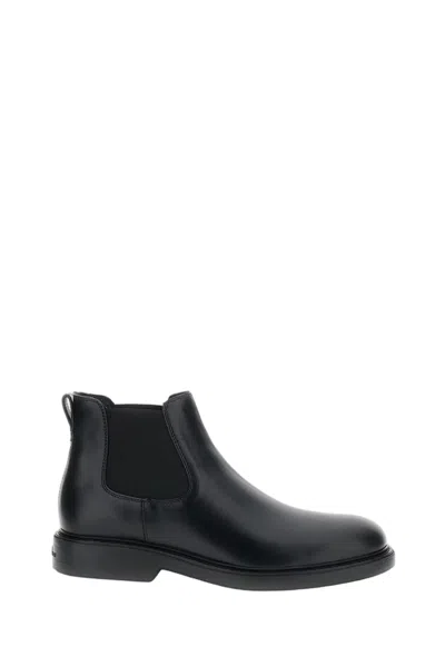 HOGAN BLACK LEATHER H704 CHELSEA BOOTS