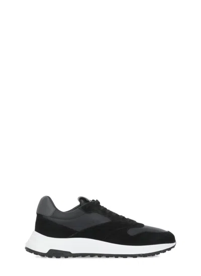 Hogan Black Leather Hyperlight Sneakers In Schwarz