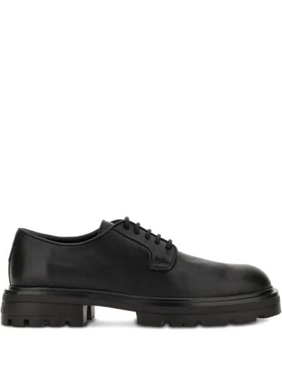 HOGAN BLACK LEATHER LACE UP SHOES