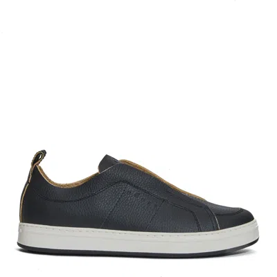 Hogan Black Leather Sneakers With Design In Grey