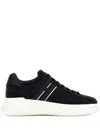 Hogan Leather Sneakers With Logo Side Panels In Black