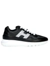 Hogan Black Pearl Leather And Technical Fabric H371 Sneaker In Black