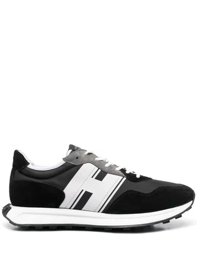 Hogan Black Polyester Calf Skin Sneakers In Multi