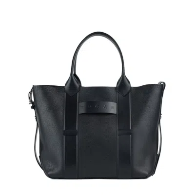 HOGAN HOGAN BLACK SCRIPT MEDIUM SHOPPING BAG