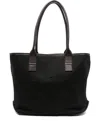 Hogan Script Shopping Leather-trimmed Tote Bag In Black