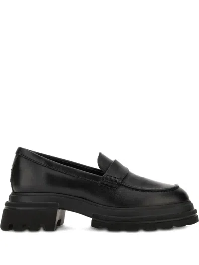 Hogan Black Slip On Leather
