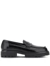 Hogan Leather Loafers With Chunky Sole And Glossy Finish In Black