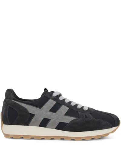 Hogan Black Sneakers With Textured Suede And Mesh Upper