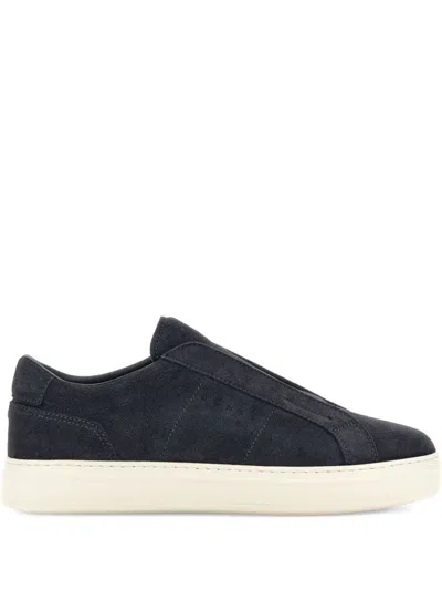 HOGAN BLACK SUEDE SLIP-ON SHOES WITH CONTRASTING SOLE