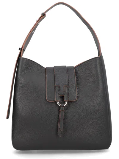 Hogan Black Trend H Shaped Flap Shoulder Bag