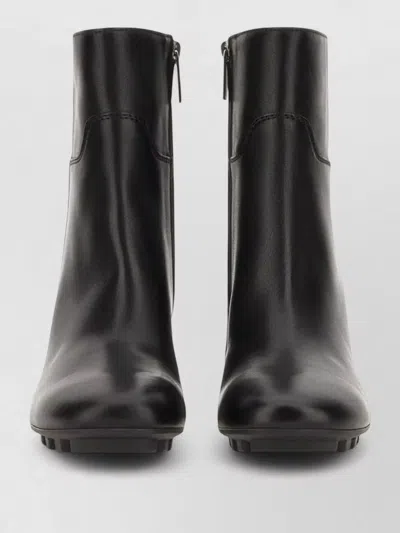 Hogan Block Heel Ankle Boots Round Toe In Black