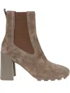 Hogan Block-heel Suede Chelsea Boots In Neutral