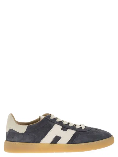 Hogan Navy Suede Leather H Sneakers In Black