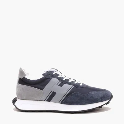 Hogan Blue, Grey And White Suede Trainers