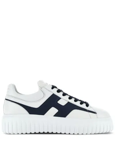 Hogan H-stripes Low-top Sneakers With Smooth Leather Upper In White