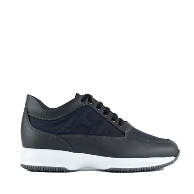 Hogan Blue Interactive Sneakers With Textured Fabric Inserts