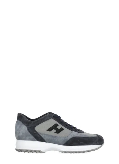 HOGAN BLUE INTERACTIVE SUEDE-FABRIC SNEAKERS