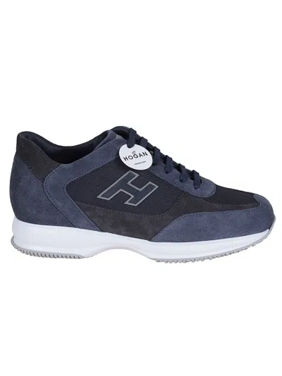 Hogan Blue Leather And Suede Interactive Shoe In Gray