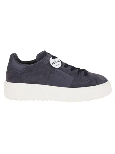 Hogan H-stripes Suede Sneakers In Animal Print