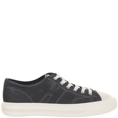 Hogan Blue White Rebel Front Lacing Leather Sneakers In Black