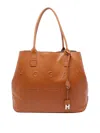 Hogan Medium Script Logo Leather Shoulder Bag In Sand